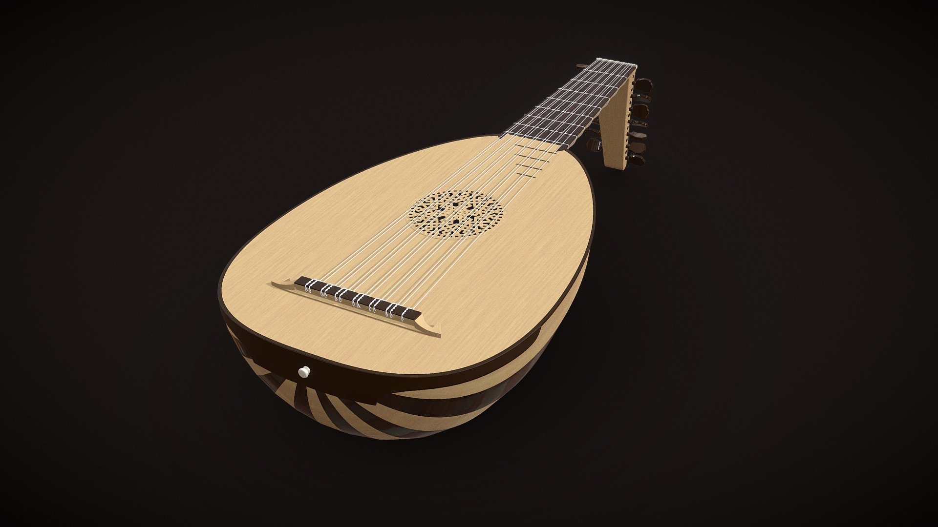 A simple model of plucked string instrument widely used in the Middle Ages and the Renaissanse 3d model