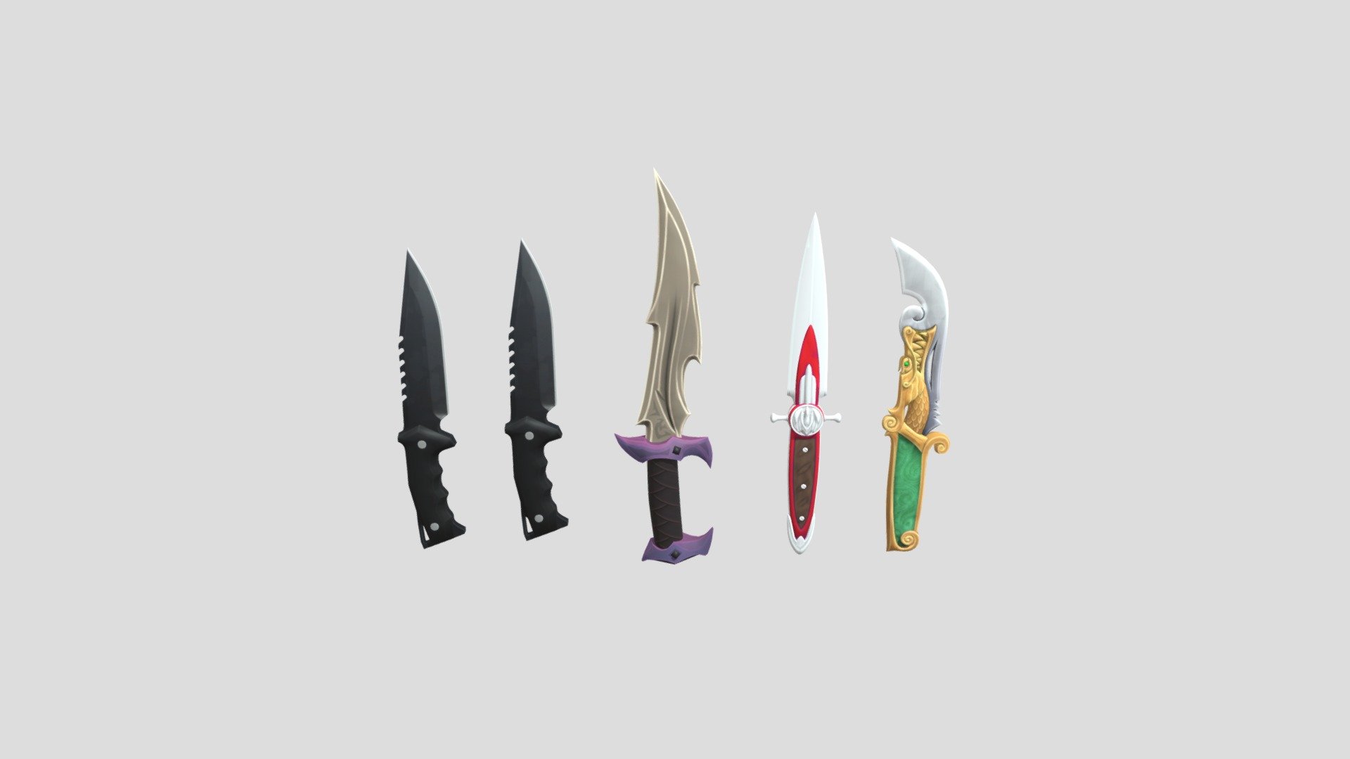 I had to make an alt because Sketchfab is overpriced&hellip; Prism didn't turn out right, I'll try and fix that later! - All Valorant Knifes (Bruhmom Alt) - 3D model by sketchfabgay (@stockstroms4) 3d model