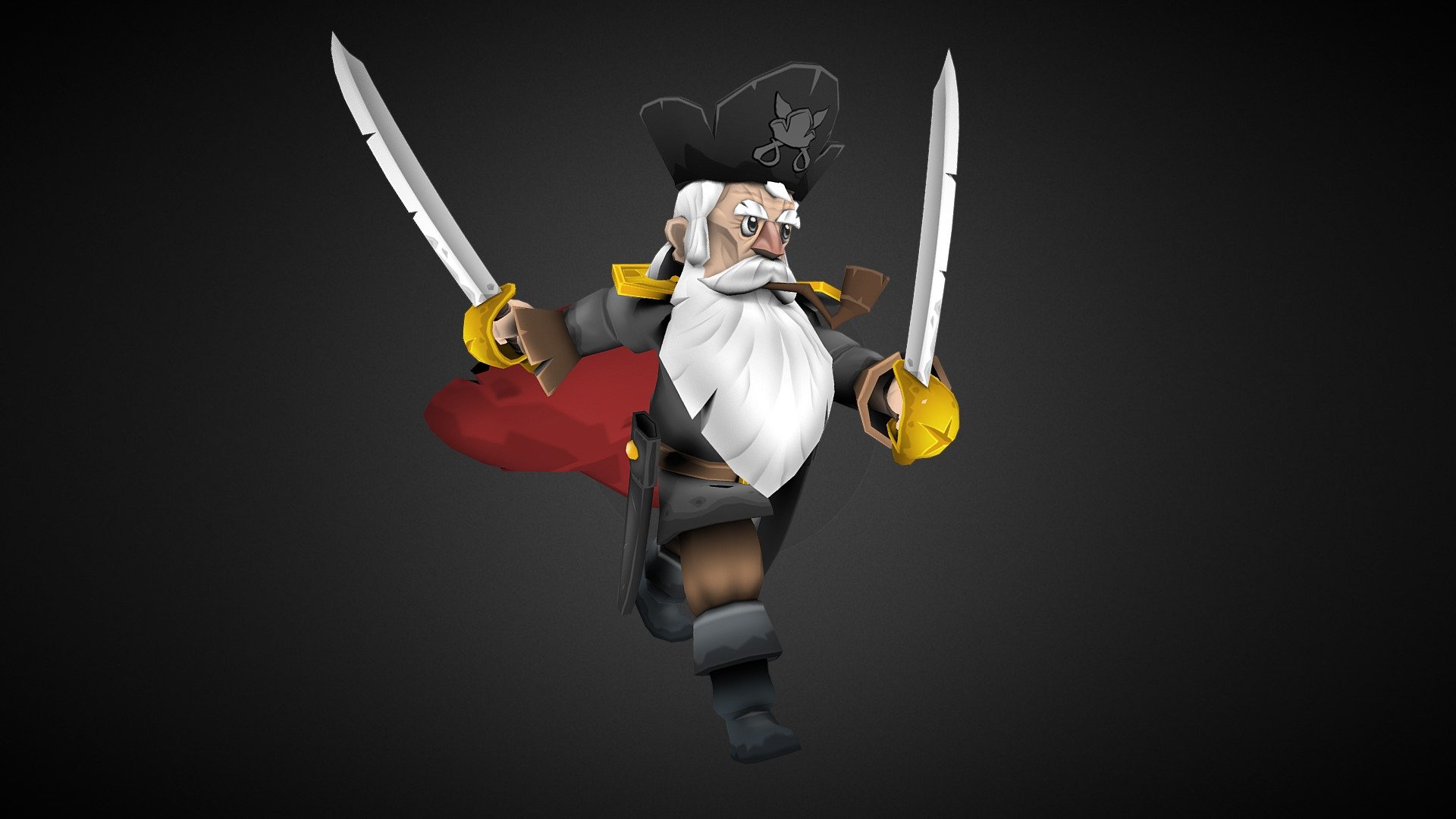 Captain Good Beard Anim - 3D model by aavega 3d model