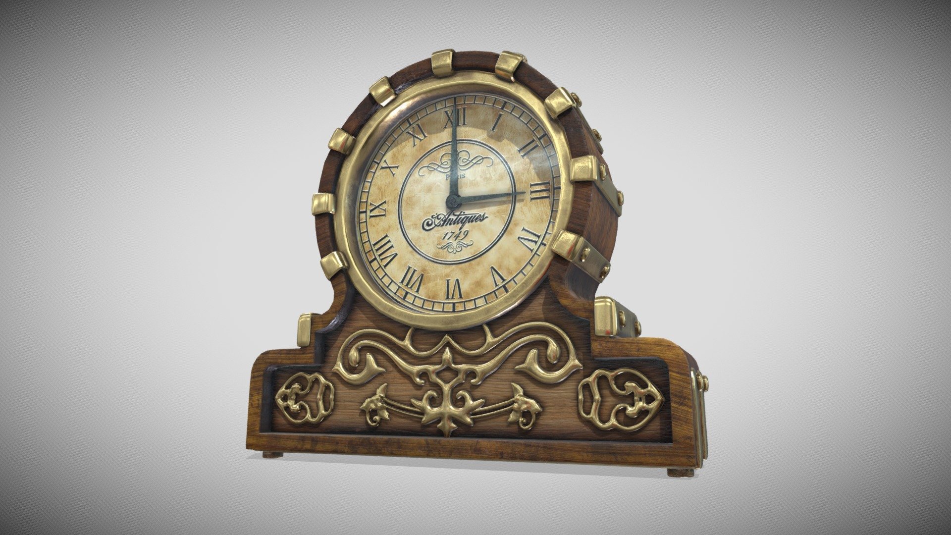One Material PBR Metalness 4k (jpg) - Table Clock - Orologio_Tavolo_Flat - Buy Royalty Free 3D model by Francesco Coldesina (@topfrank2013) 3d model