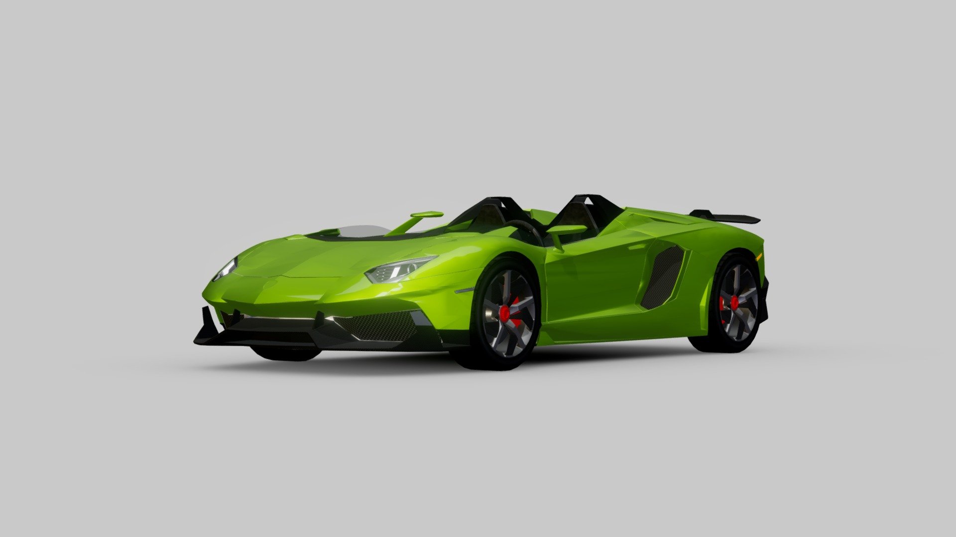 A low poly model of the Lamborghini Aventador J supercar.

Original model by ztrztr: https://sketchfab.com/3d-models/aventador-eb65aa9ae997464e981e258d91b1161b

I added the wheels, the rims, and the engine. And textured the interior as well 3d model