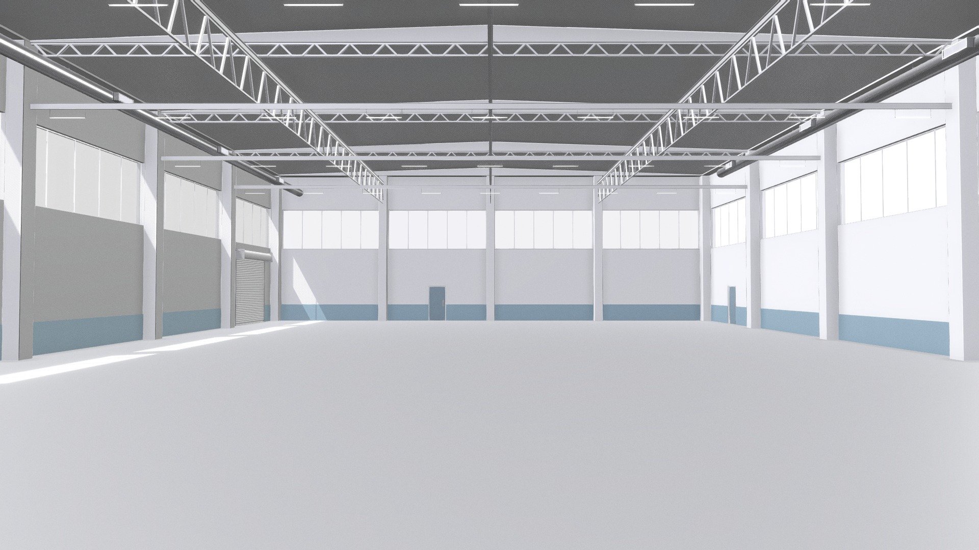 Warehouse Interior 1

Measurements:




L: 40.5m, W: 27.2m, H: 9.0m

IMPORTANT NOTES:




This model does not have textures or materials, but it has separate generic materials, it is also separated into parts, so you can easily assign your own materials.

Model units are in meters.

If you have any doubts or questions about this model, you can send us a message 3d model
