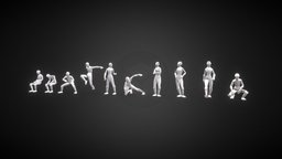 various low poly character poses body, mesh, dynamic, poses, character, low, poly, free, human, male, person