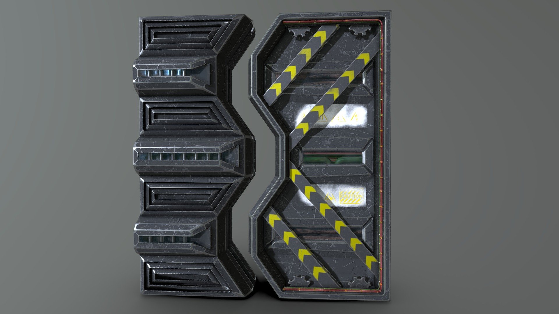 A large pair of doors designed to keep anything out&hellip;

Or in.

A small prop i'm making for an uncoming project, one of the larger things i've ever done. Please feel free to leave feedback, and stay tuned for more details on the project! - Cyberpunk Blast Doors - Buy Royalty Free 3D model by mrshaw64 3d model