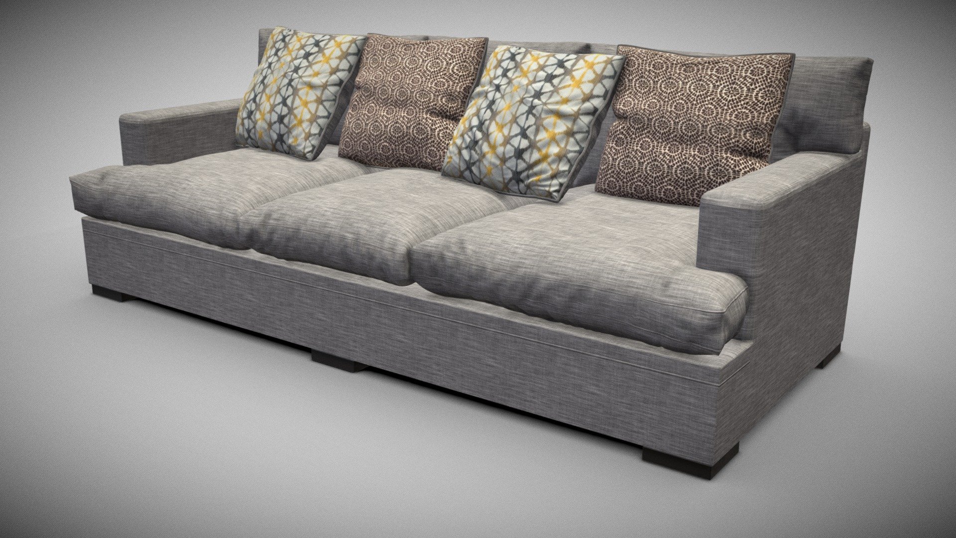 Detailed modern sofa.


PBR and scanned textures
Seam map and se of UVs

Need to fill out a livingroom for your project? Look here: Collection Livingroom Basic - Furniture Sofa A - Buy Royalty Free 3D model by rdashkevicz 3d model