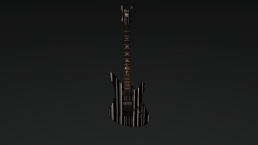 A low-poly game ready model of Synyster Gate's Guitar, from Avenged Sevenfold. For a music game such as Rock Band or Guitar Hero. Made in December 2015 3d model