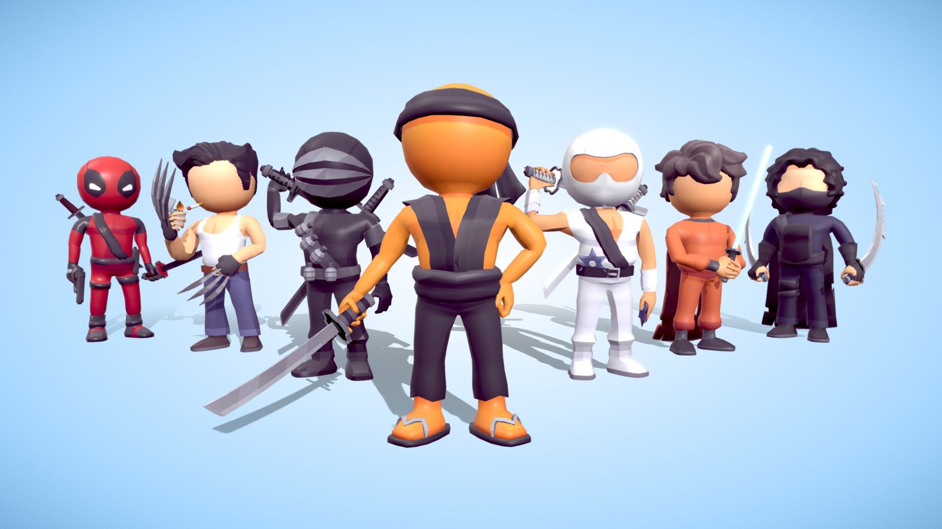 Lowpoly stickmans fighting characters
Done on blender with a single gradient map

For any special orders please contact me on my email adress:
Haykel.shaba.designer@gmail.com - Lowpoly stickman characters (stylized render) - 3D model by haykel-shaba (@haykel1993) 3d model