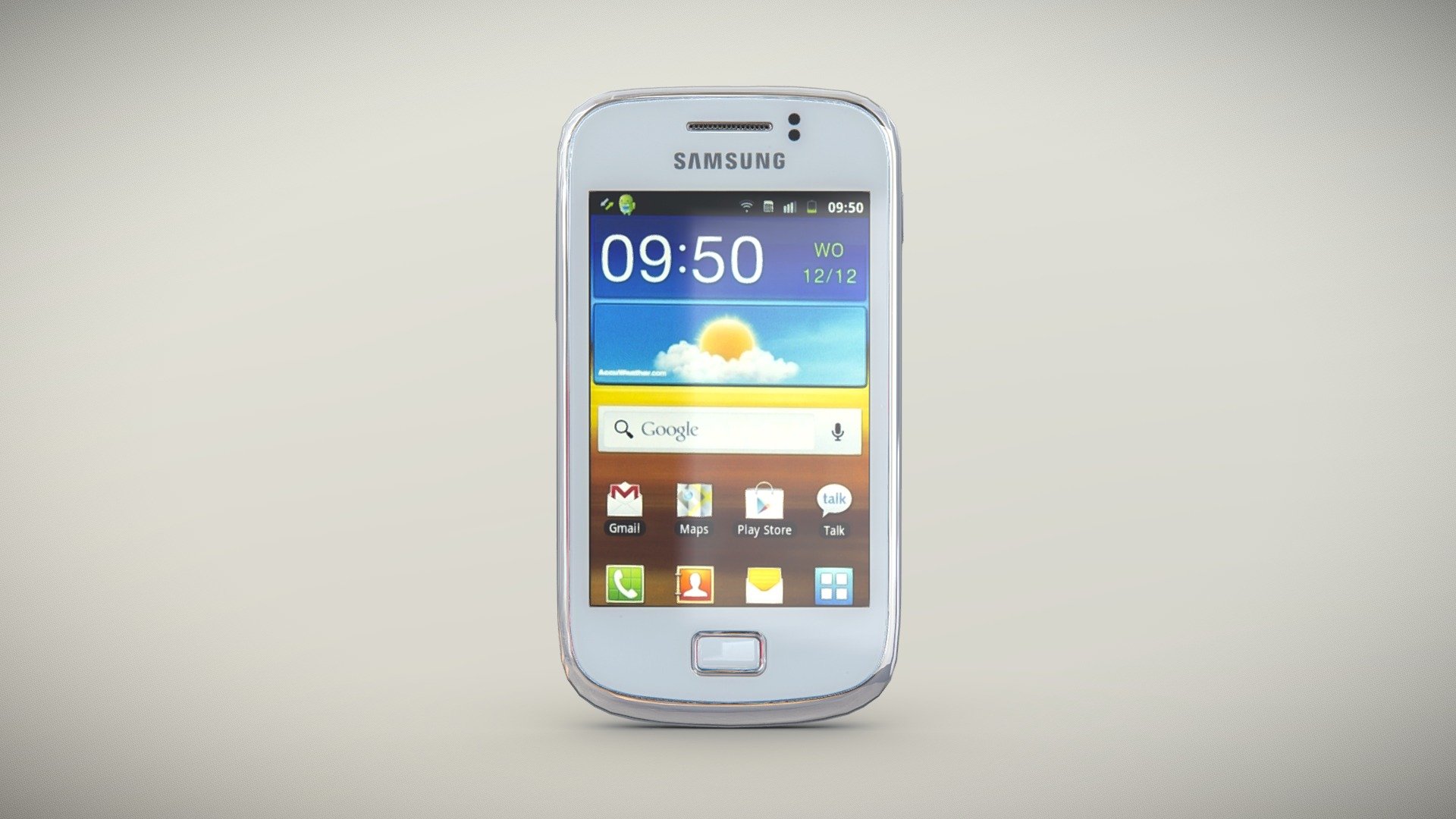 •   Let me present to you high-quality low-poly 3D model Samsung S6500 Galaxy Mini II White. Modeling was made with ortho-photos of real phone that is why all details of design are recreated most authentically.

•    This model consists of one mesh, it is low-polygonal and it has only one material.

•   The total of the main textures is 5. Resolution of all textures is 4096 pixels square aspect ratio in .png format. Also there is original texture file .PSD format in separate archive.

•   Polygon count of the model is – 1179.

•   The model has correct dimensions in real-world scale. All parts grouped and named correctly.

•   To use the model in other 3D programs there are scenes saved in formats .fbx, .obj, .DAE, .max (2010 version).

Note: If you see some artifacts on the textures, it means compression works in the Viewer. We recommend setting HD quality for textures. But anyway, original textures have no artifacts 3d model