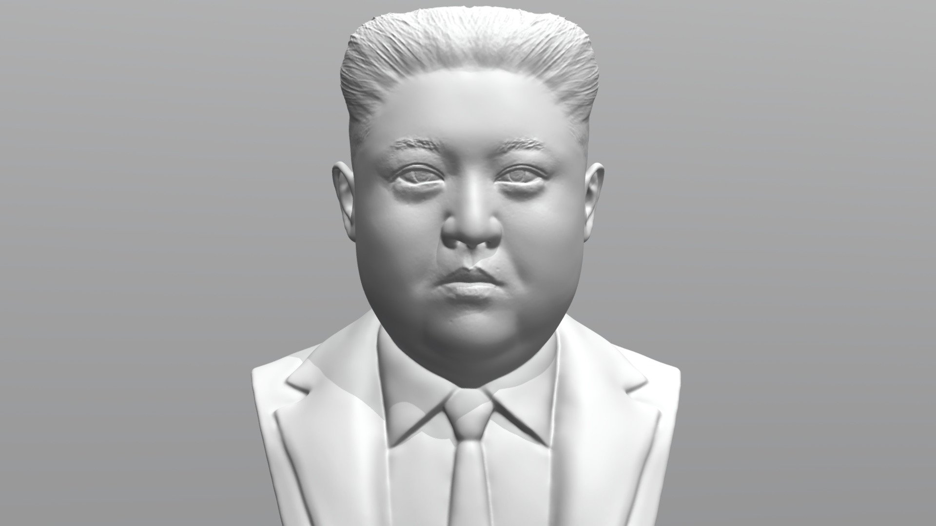 Here is Kim Jong-un bust 3D model ready for 3D printing. The model current size is 5 cm height, but you are free to scale it. Zip file contains stl. The model was created in ZBrush.

If you have any questions please don’t hesitate to contact me. I will respond you ASAP. I encourage you to check my other celebrity 3D models 3d model