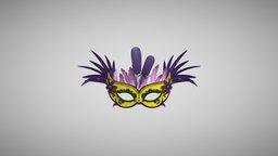 Mardis Gras Feathery Mask masks, mask, fancy, facemask, feather, colourful, low-poly-model, mardisgras, fancydress, noai