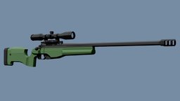 Low-Poly Sako TRG-42 green, rifle, 42, action, bolt, sniper, finnish, magnum, marksman, finland, trg, sako, 338, lapua, designated, weapons, low, poly, guns