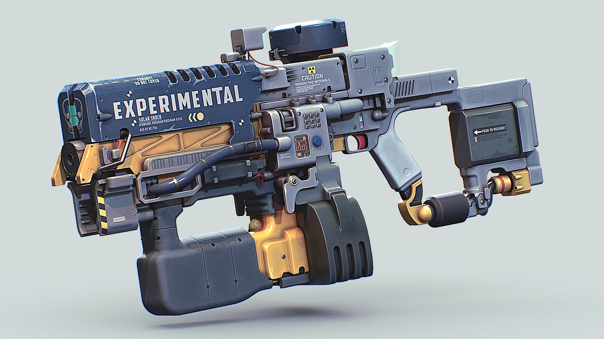 Sup dear reader!!!

pfoe This one was a challenge. This gun will blast your face off and it is fully powered by doritos and mountain dew! be warned!
I made this in fusion, maya, zbrush, substance painter and photoshop. 
it is based of this concept: https://www.artstation.com/artwork/Oyrw2w

FULL PROJECT : https://www.artstation.com/artwork/YBqyD3 - RTX-07 - Solar Shock - 3D model by hugo colauto (@hugocolauto) 3d model