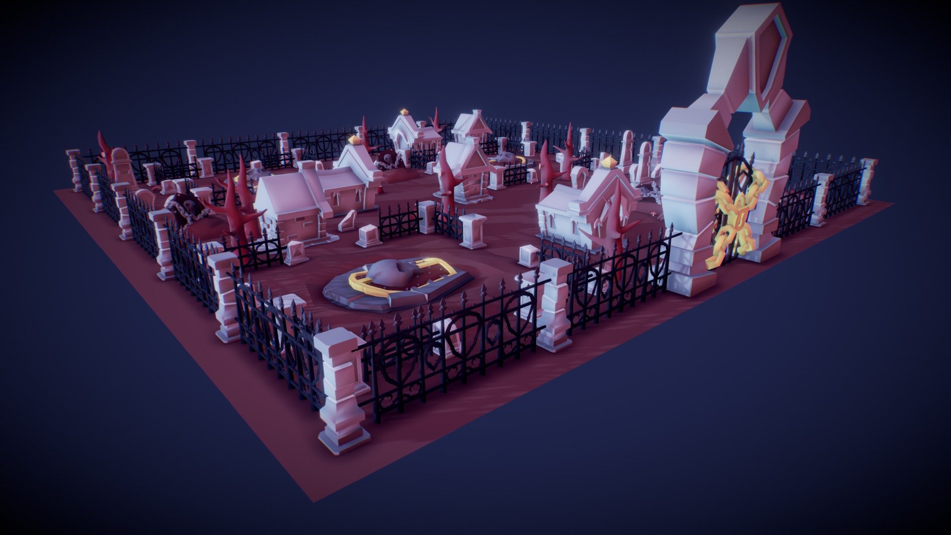 LowPoly Cemetery - 3D model by Andy (@andygamer.designer) 3d model