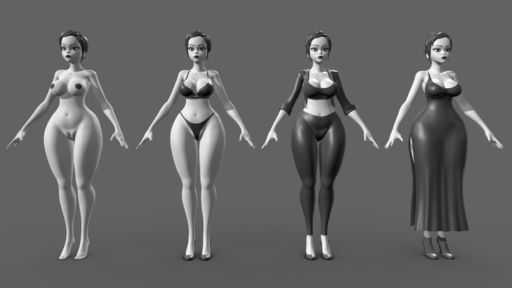Femlae Model ( WIP) anatomy, basemesh, bash, woman, character, girl, game, lowpoly, female