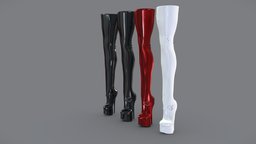 Female High Heel Thigh Boots red, white, high, , heel, fashion, girls, long, clothes, hot, shoes, boots, thigh, womens, wear, female, black