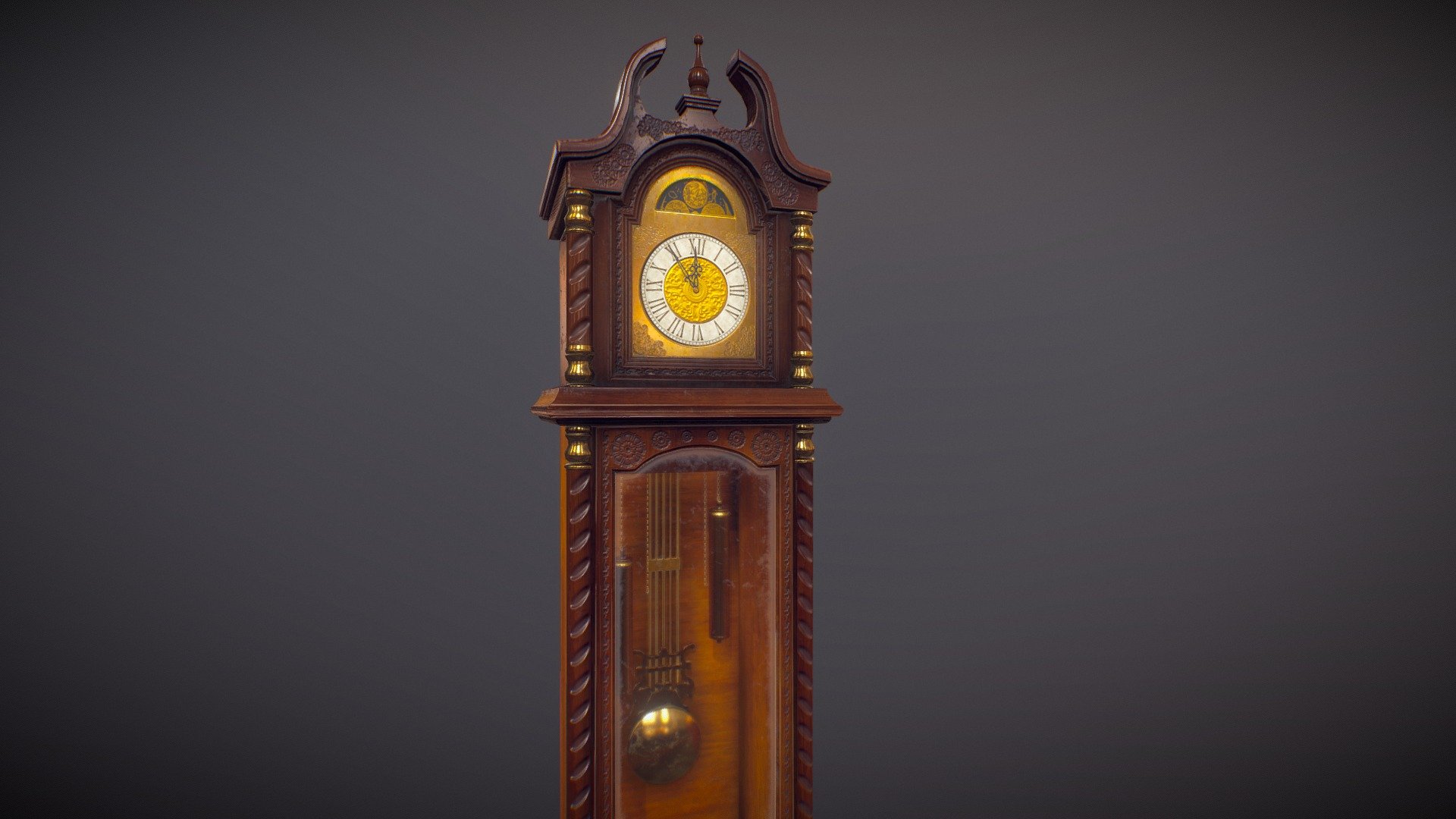 PBR materials realistic style Grandfather Clock made for UE4 project 3d model