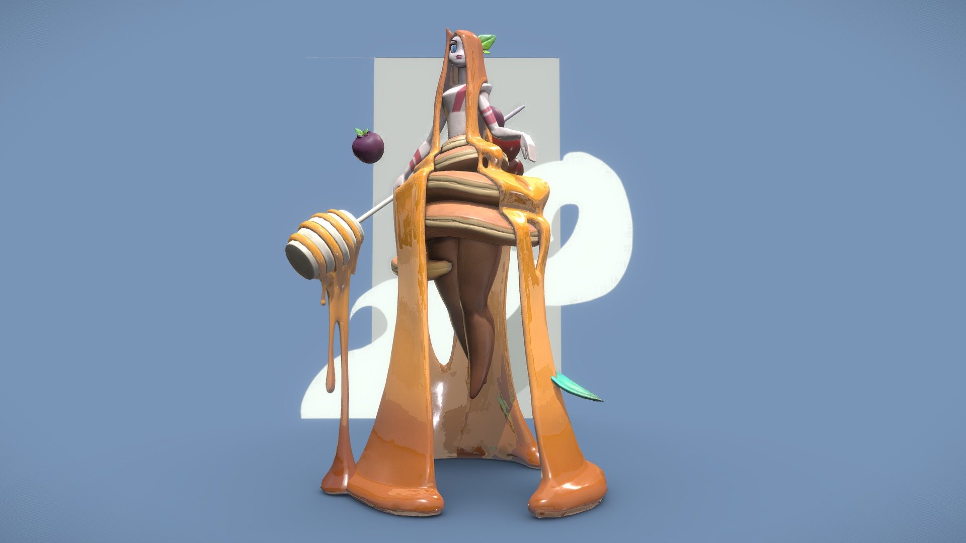 This is for my Stylized Creation course at DAE. 
The assignment was to create a stylized Character based on a concept we could chose ourself, but it needed to be approved by the teachers. 

The amazing origial concept is from chanin suasungnern https://www.artstation.com/artwork/1n1RXL

Sculpt - Zbrush
Retopo &amp; Unwrap - Maya
Texturing - Substance Painter &amp; a little bit Photoshop - Honey Berry Princess - Stylized Character - 3D model by Joan Tieu (@JoanTieu) 3d model