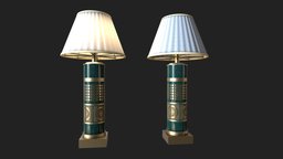 Luxury Lamp lamp, bulb, green, luxury, table, clean, nice, fancy, golden, tablelamp, glass, lowpoly, light