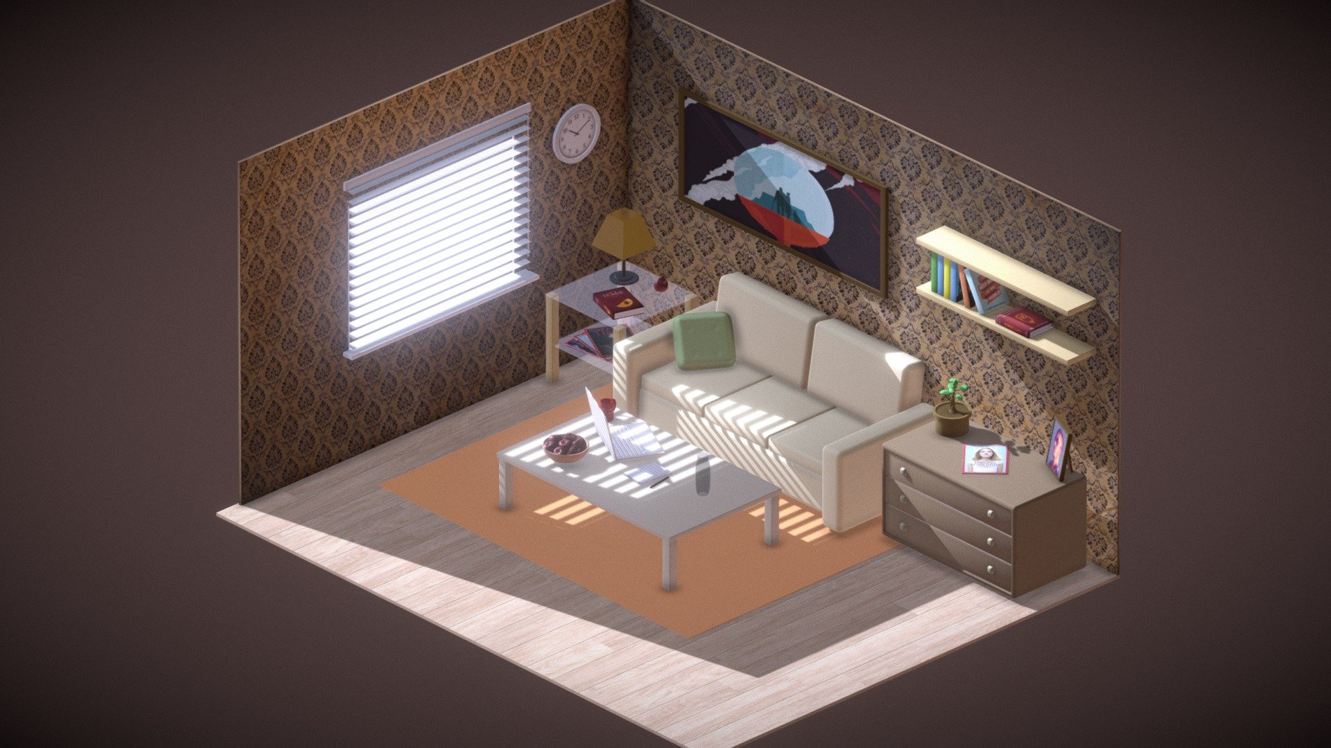 Found it in my files. Didn't know it still exist. Terrible mistakes T_T
And lots of broken meshes - Isometric room - 3D model by Ezgarth 3d model