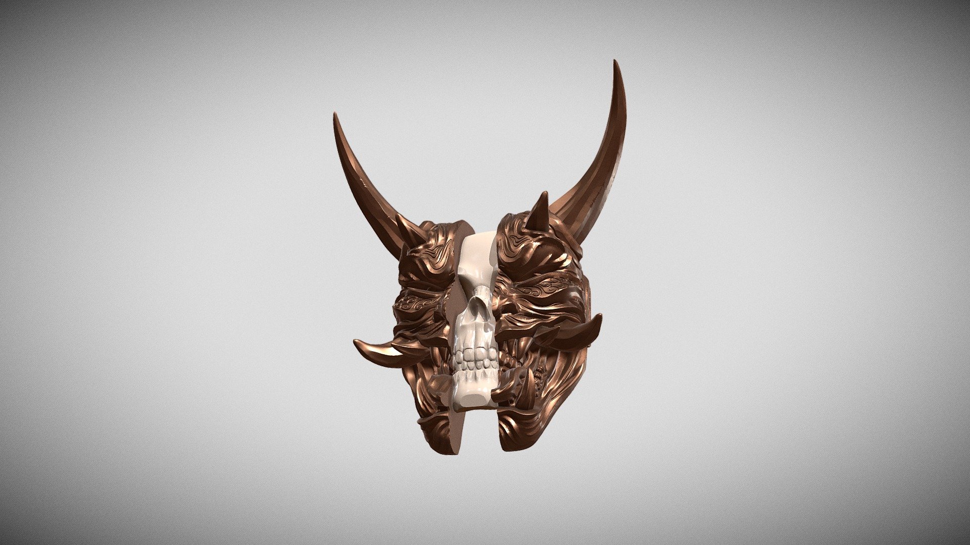 Traditional japanese hannya samurai mask for print.

This accessory cannot be a face mask. it is made as a pendant, keychain or toy. the back of the mask is specially made so that it could be drilled on top for suspension - MASK CRANIUM SEPARATE - Buy Royalty Free 3D model by spartankaKst 3d model