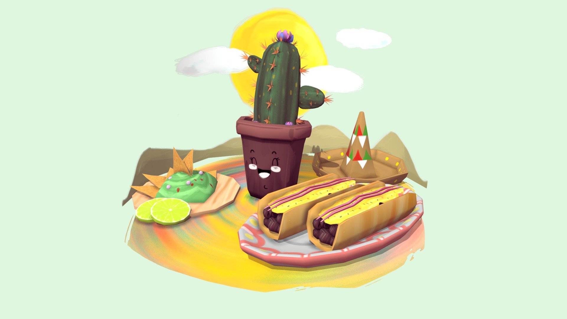 Mexic Food Cactus. Low poly - Mexic Food - 3D model by dsv86 3d model