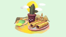 Mexic Food plant, food, cactus, mexico, character, lowpoly, gameart, characterdesign