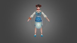 Young Girl Rigged 3D Model rpg, medieval, asian, gamedev, character, handpainted, girl, cartoon, 3d, art, blender3d, animation, stylized, characterdesign, fantasy, human, anime