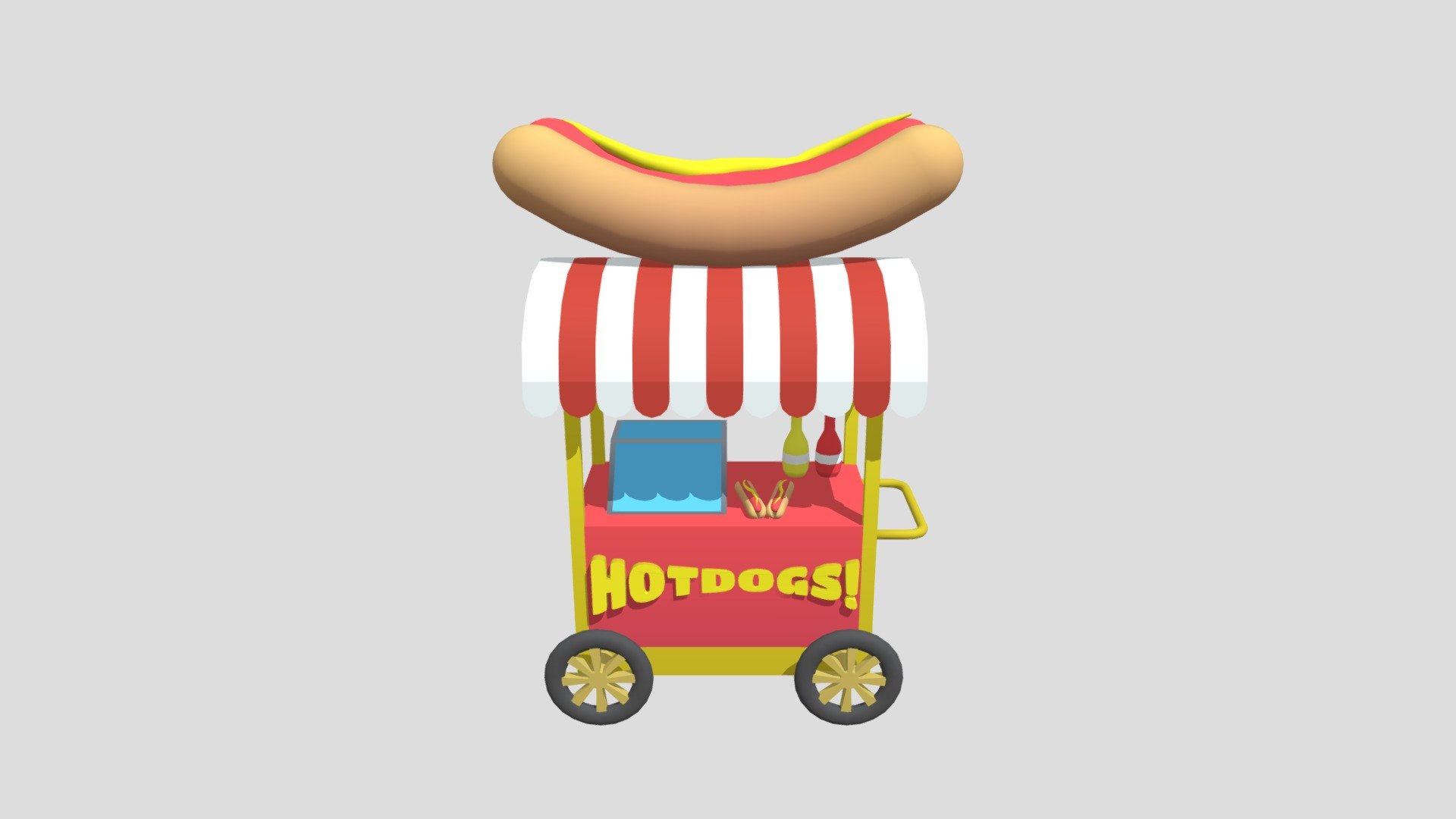 Hotdog Cart, Lowpoly-Mobile Friendly - 3D model by bartulemeus 3d model