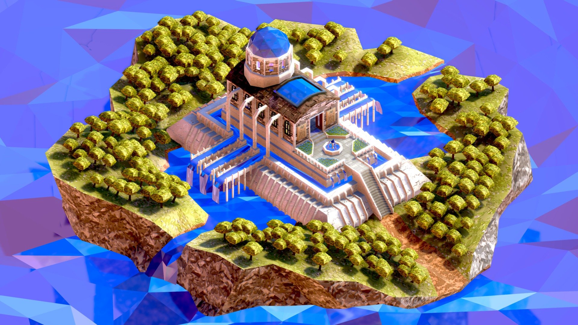 Made for Sketchfab January Challenge: Low Poly Fantasy Island
Textures used were taken from https://www.textures.com and modified in Photoshop
Everything was done in Blender 2.91
See rendered in Blender (Cycles) here: https://www.artstation.com/artwork/mDn9Ae - Water Temple Island - 3D model by Rafael Rodrigues (@RafaelBR873D) 3d model
