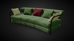 Sofa green, sofa, armchair, vintage, worn, antique, classic, soft, 4k, metal, old, staffpicks, zbrush-sculpt, zbrash, sofa-3d-model, cushions, best-3d-model, maya, game, lowpoly, gameart, substance-painter, gameasset, gameready