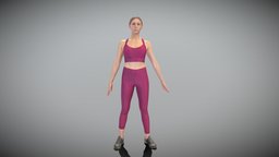 Attractive woman in sport outfit in A-pose 394 cute, style, archviz, scanning, people, , photorealistic, sports, fitness, gym, trainer, realistic, training, woman, sneakers, peoplescan, femalecharacter, tracksuit, sportswear, a-pose, readyforanimation, photoscan, realitycapture, photogrammetry, lowpoly, scan, female, human, sport, highpoly, scanpeople, deep3dstudio, realityscan, noai