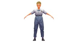 Cartoon High Poly Subdivision Avatar 017 body, short, toon, style, dressing, avatar, white, cloth, shirt, cage, fashion, bow, hipster, clothes, baked, young, shoes, tie, boots, freak, jeans, sleeves, casual, belt, mens, boobs, look, pocket, nerdist, diffuse-only, plaid, denim, blouse