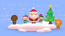 🎅🎄 Cartoon Santa Set 01 🎄🎅 tree, red, toon, cute, winter, santa, xmas, snow, christmas, gift, holiday, props, claus, santaclaus, casual, gradient, snowball, christmastree, character, cartoon, game, 3d, blender, male