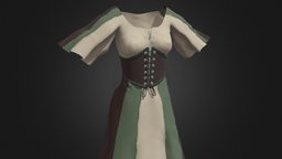 Cresent Witch Clothes project, leather, cloth, string, clothes, medival, metal, fabric, substancepainter