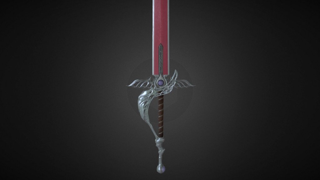 A 3D game-resolution fan art sword. The design is based off a sword from Final Fantasy VII Crisis Core 3d model