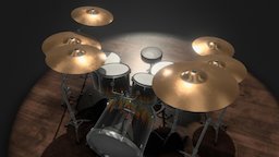 Drumkit PBR drum, music, playing, musical, drums, pbr-shader, musical-instrument, pbrtexture, pbr, animation