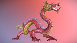 New Years Dragon red, 3dprintable, 3dprinting, newyear, chinesedragon, mythical-creature, chinese-new-year, dragon, lunarnewyear, noai
