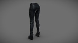 SAVE Female  Leather Pants Wedge Platform Boots leather, high, , heel, girls, pants, wedge, shoes, boots, skinny, slim, ankle, fit, womens, outfit, leggings, pbr, low, poly, female, black