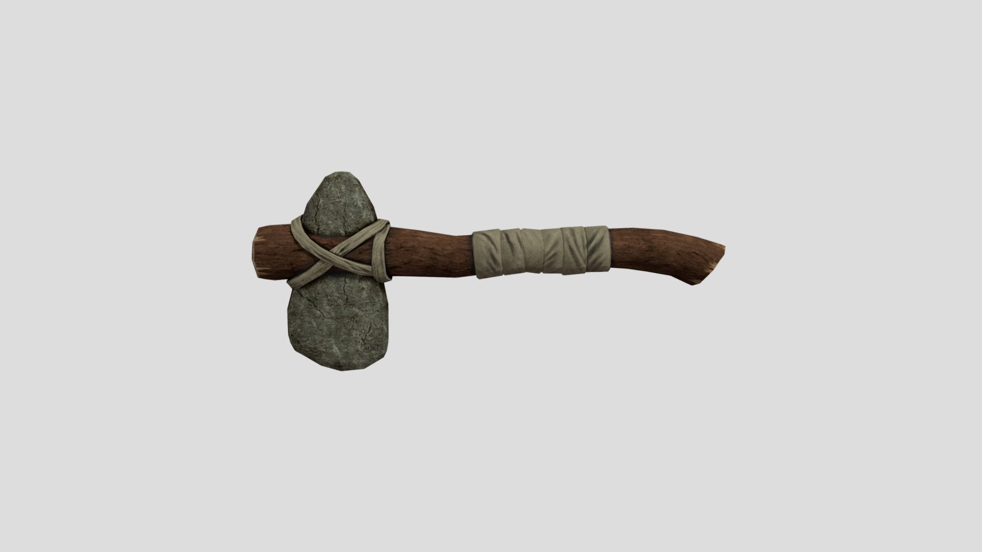 New model of a homemade ax made of wood and stone - Hatchet (Axe) - 3D model by Eubrim 3d model