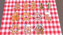 Christmas cookies tree, food, winter, cookies, xmas, cream, bell, christmas, baked, candy, star, sweet, gingerbread, present, celebration, biscuits, gingerbread-house, gingerbread-man, decoration, christmascookies