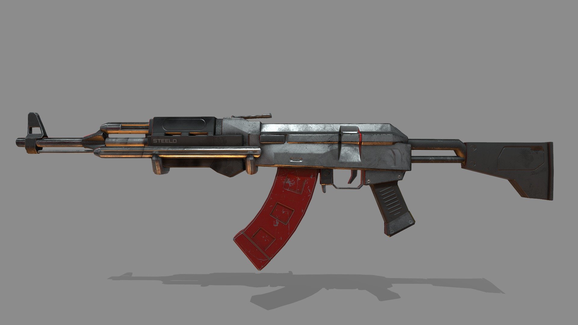 A based Sci Fi take on the legendary ak 47.

This design is my own concept (BasedOptimal), does not repeat any existing work. You can use it without a doubt about copyright from me, maybe whoever makes AK's would take issue but i doubt it lol.

Unreal Engine Texture included.
Attached document also includes substance painter file 3d model