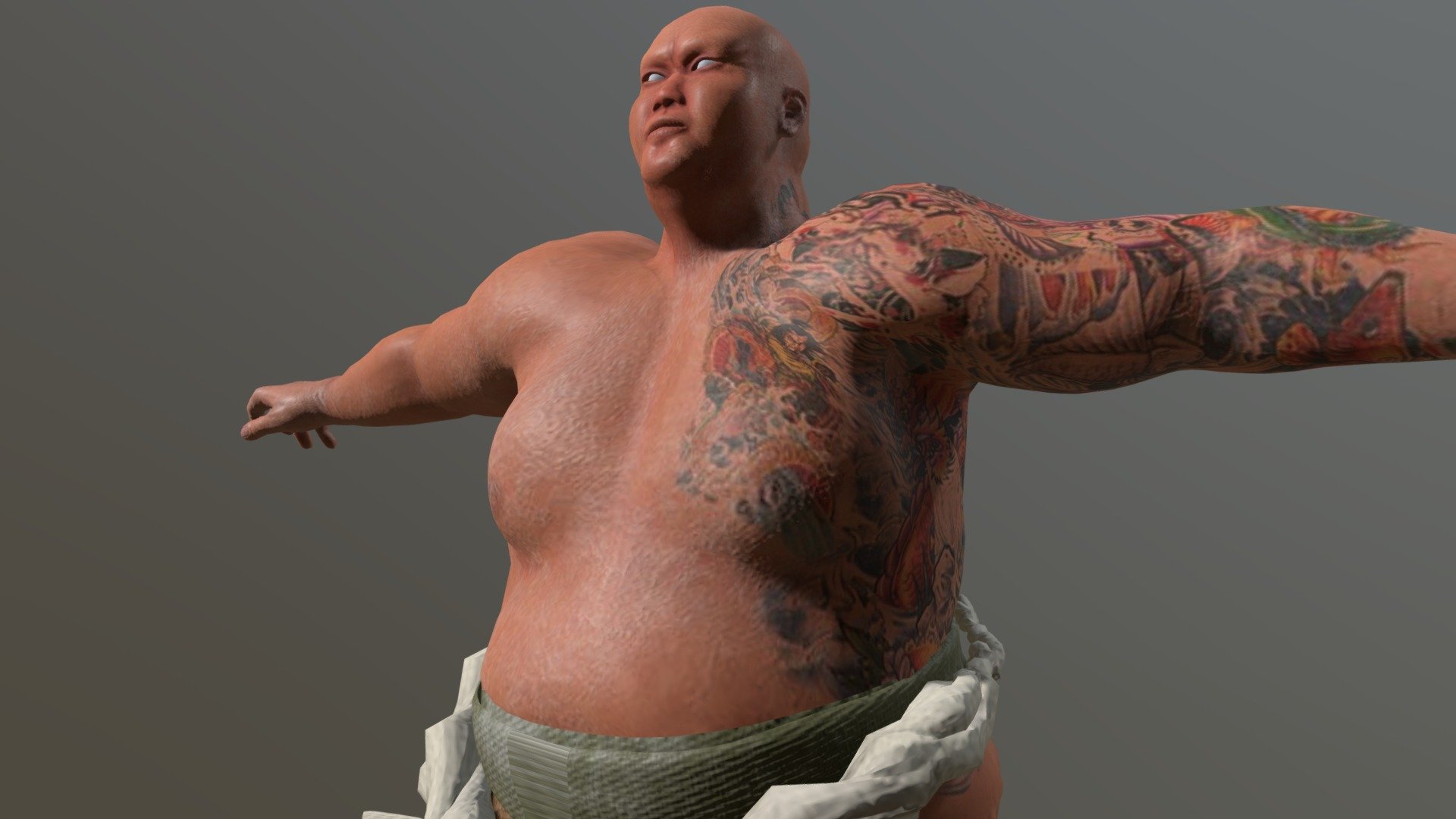 A Character os Man sport Sumo.
Sculpt in Zbrush models, in blender and 3ds max and textures in Sp.
Testures for Material PBR.

Rigged body and Face 3d model