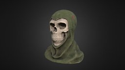 Skeleton head bust | Skull with fabric | LowPoly