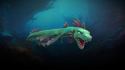 Stylized Sea Serpent serpents, fish, flying, rpg, deepsea, mmo, rts, fbx, water, serpent, moba, seaserpent, handpainted, lowpoly, animation, stylized, fantasy, sea