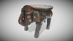 Wood Elephant Table furniture, india, unwrap, game, pbr