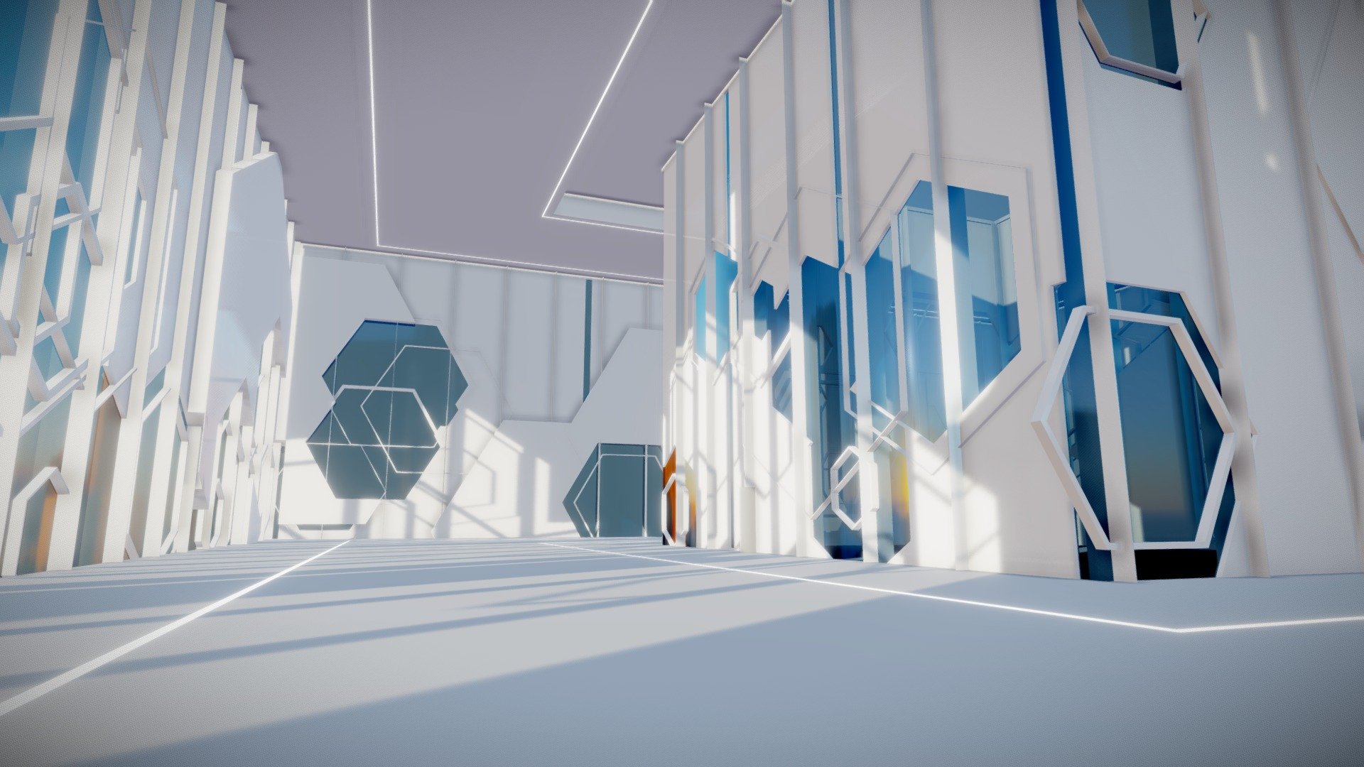 Detailed futuristic interior scene. Low poly and sutitable for real-time applications 3d model