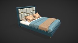 Queen Bed Frame with Headboard Low Poly
