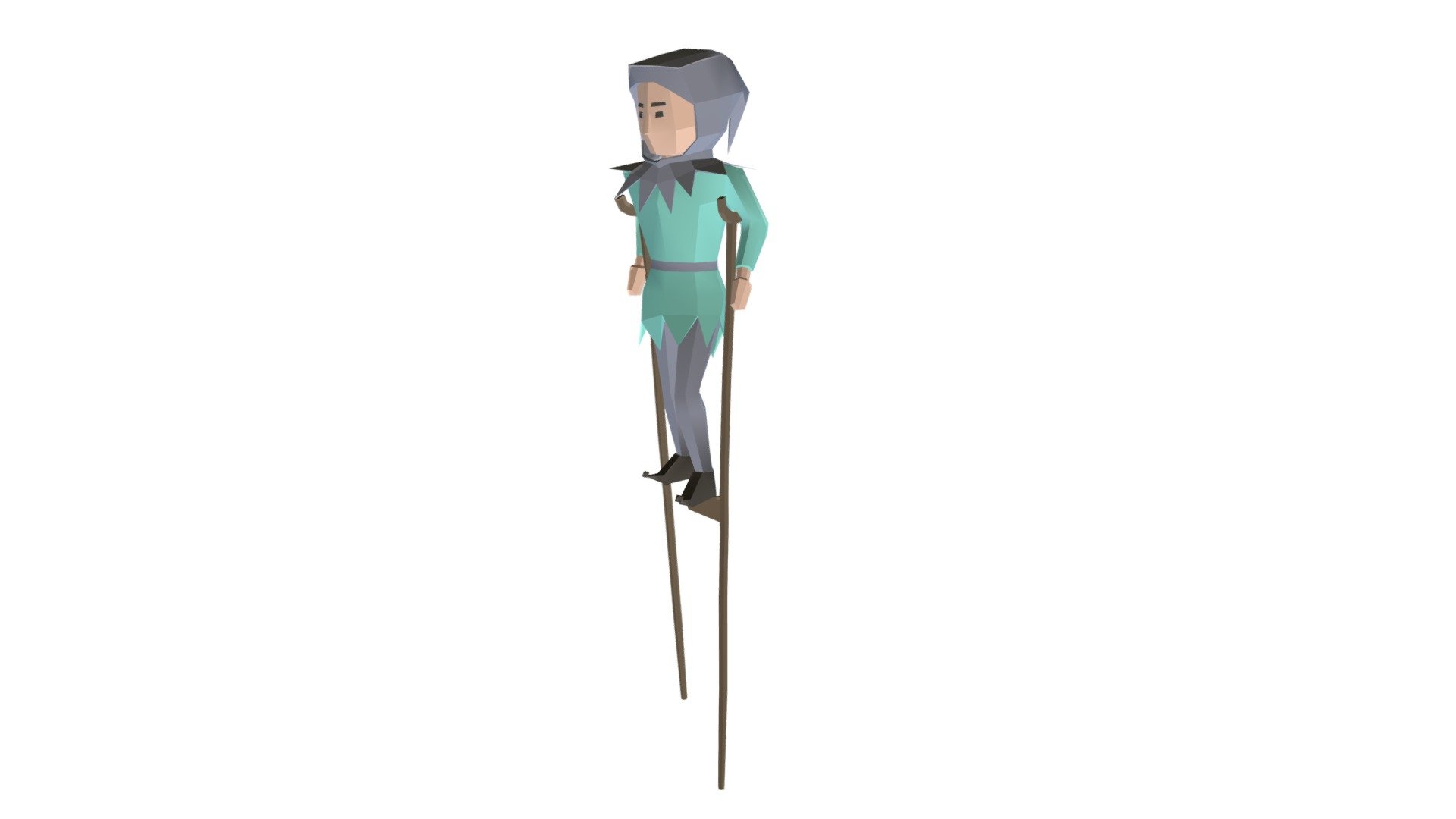 Medieval Circus personage - Tumbler walking on Stilts - Tumbler On Stilts lowpoly character - Download Free 3D model by Rachelle Ete (@RachelleEte) 3d model