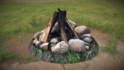 Campfire fireplace, landscape, camping, exterior, flame, camp, fire, furnace, smoke, coal, firewood, hearth, burn, combustion, charcoal, bonfire, campfire, balefire, wood, light, coalfireplace, smoldering