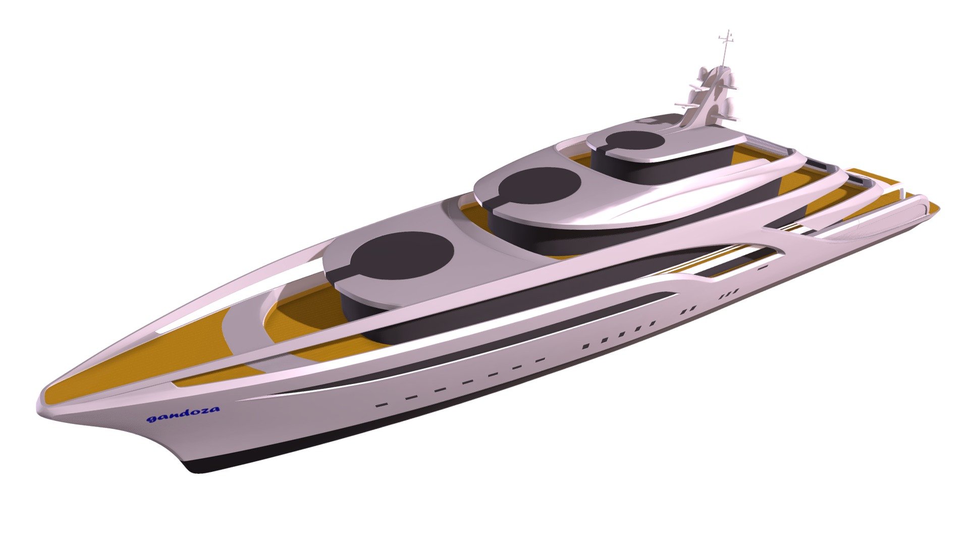 High quality 3d model of luxury superyacht 3d model